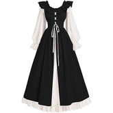 Medieval Renaissance Victorian Laced Sleeve Long Dress Irish Formal Dress Halloween Costume - Halloweez